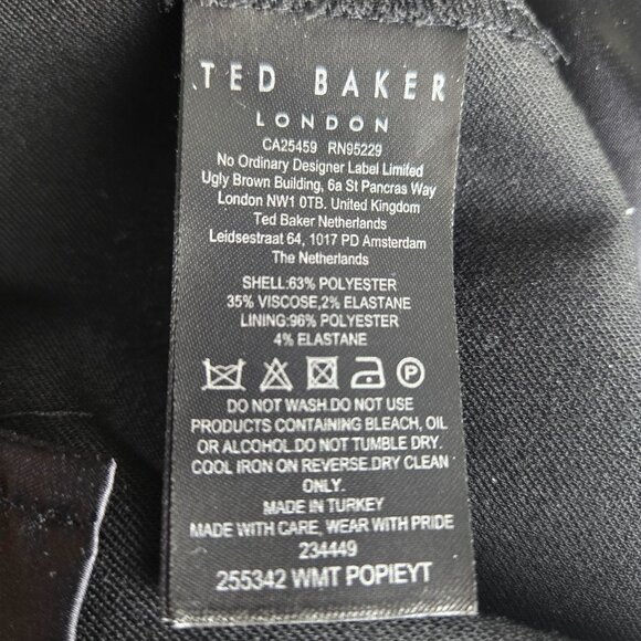 Ted Baker Popieyt Slim Tapered Pleated Pants, Baker Size 2, US 6 Black, Like New - Picture 10 of 15